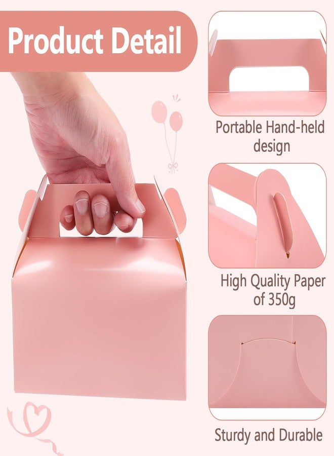 Extrapins Treat Boxes,30 Pack Gable Boxes Party Favor Boxes,Gable Paper Gift Boxes with Handles,Pink Candy Boxes Goodie Boxes for Kids Birthday Party Wedding Baby Shower 6.5 x 3.5 x 3.5 Inches(Pink) - Image 3